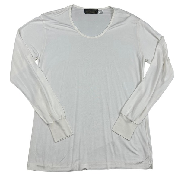 VTG Eddie Bauer Women's 100% Silk Long Sleeve Top Base layer XL Ivory - Picture 1 of 9